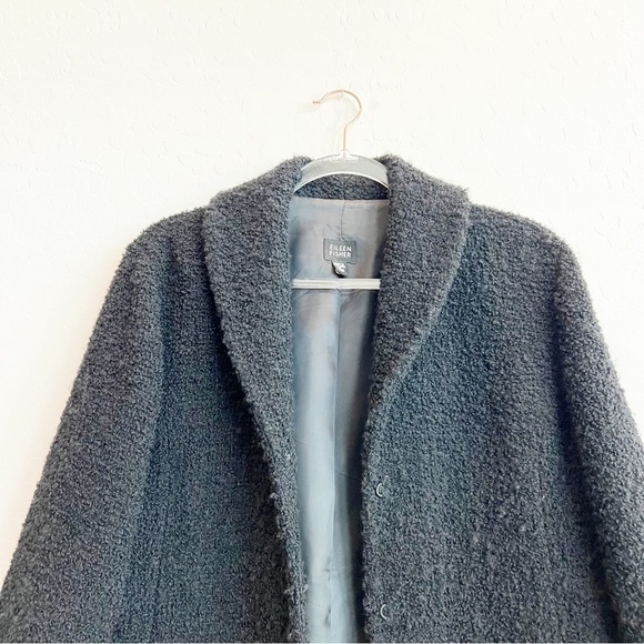 Eileen Fisher Women's Boucle Knit Jacket Blazer Hook Loop Black Wool Med - Picture 2 of 6